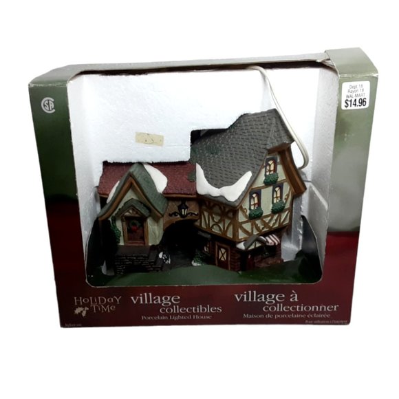 Holiday Time Village Collectables Bridge House W/ Original Box Porcelain - Picture 2 of 5